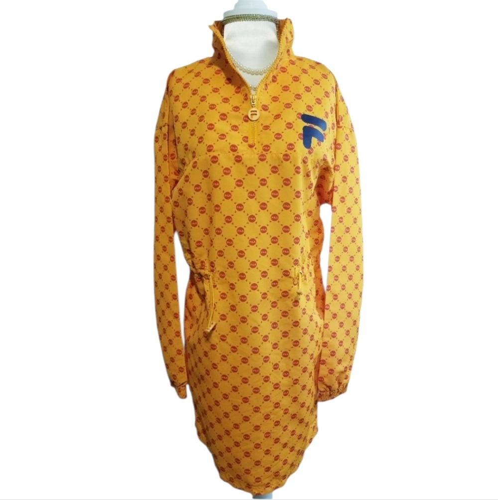 FILA Tracksuit Dress With All Over Logo Patterned Long Sleeve Sporty Dress
